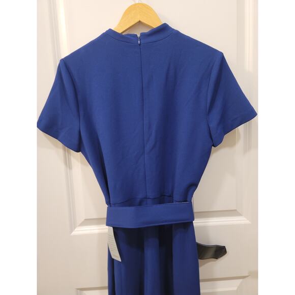 Badgley Mischka Blue Belted Jumpsuit with pockets - Picture 5 of 9